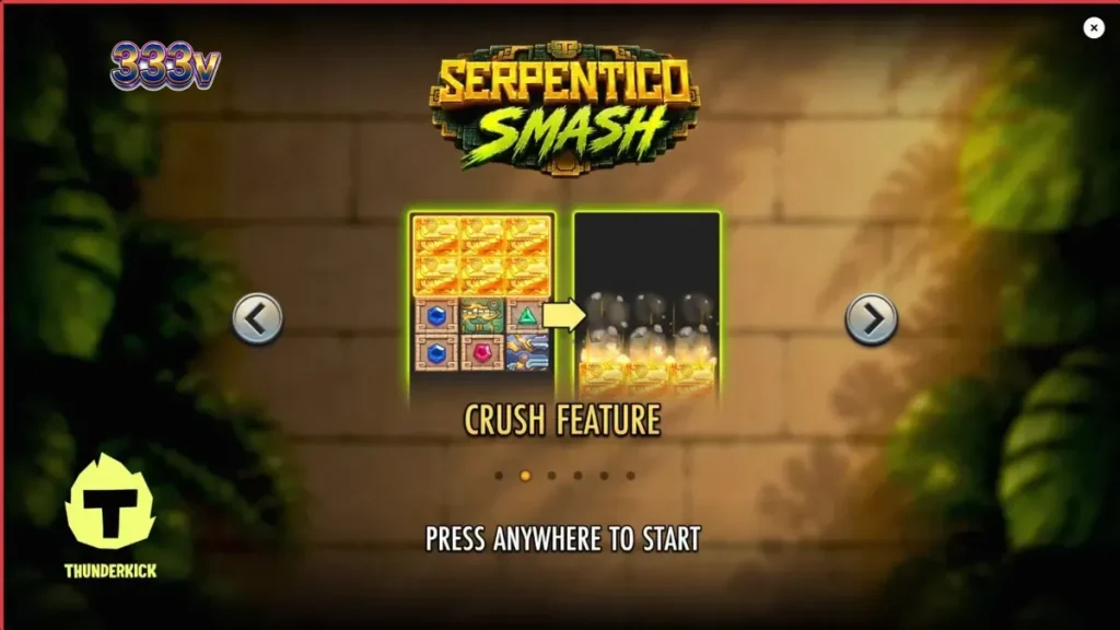 Tampilan visual slot Serpentico Smash dengan tema Aztec dan simbol batu kuno.